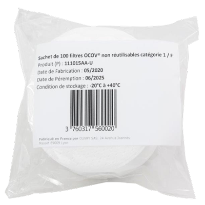 Filtres masques - sachet de 100 filtres OCOV non réutilisables